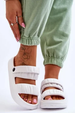 Discount Boto Piankowe Klapki Sandałki Białe Lirell