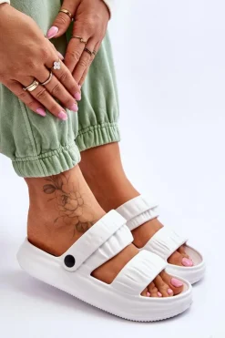 Discount Boto Piankowe Klapki Sandałki Białe Lirell