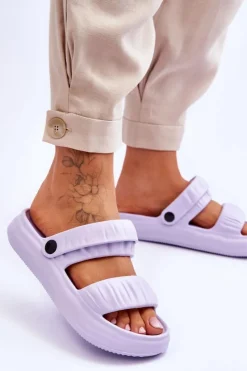 Hot Boto Piankowe Klapki Sandałki Fioletowe Lirell
