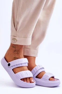 Hot Boto Piankowe Klapki Sandałki Fioletowe Lirell
