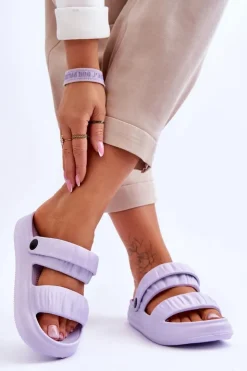 Hot Boto Piankowe Klapki Sandałki Fioletowe Lirell