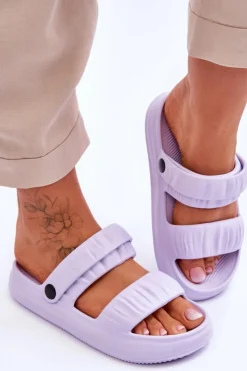 Hot Boto Piankowe Klapki Sandałki Fioletowe Lirell