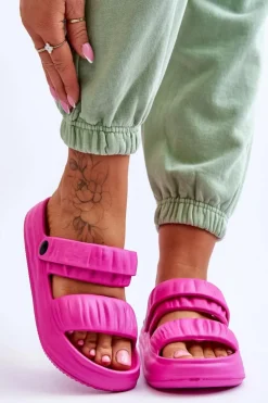 Damskie Boto Piankowe Klapki Sandałki Fuksja Lirell