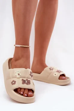 Boto Klapki Basenowe|Klapki Na Platformie*Piankowe Klapki Z Przypinkami Beżowe Redienna Beżowy