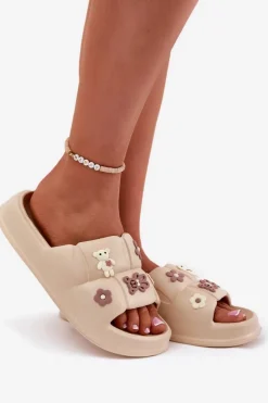 Boto Klapki Basenowe|Klapki Na Platformie*Piankowe Klapki Z Przypinkami Beżowe Redienna Beżowy