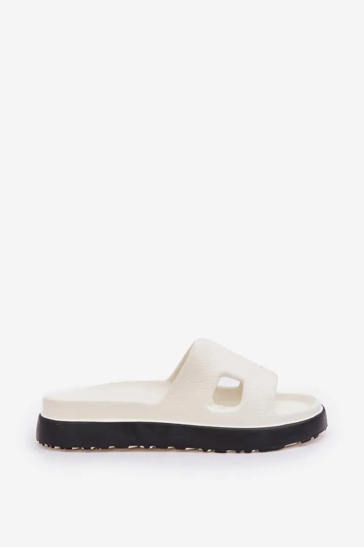 Boto Klapki Basenowe|Klapki Na Platformie*Piankowe Klapki Z Wycięciami Białe Neladith Biały