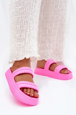 Damskie buty S.Barski Klapki Basenowe|Klapki Na Platformie*Piankowe Lekkie Klapki Damskie Na Platformie S.Barski ZK51-001 Fuksja Różowy