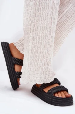 Best Damskie buty S.Barski Piankowe Lekkie Klapki Damskie Na Platformie S.Barski ZK51-001 Czarne Czarny