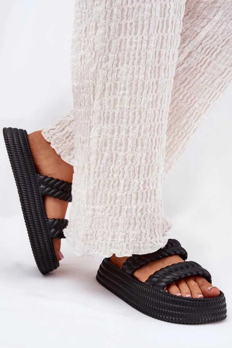 Best Damskie buty S.Barski Piankowe Lekkie Klapki Damskie Na Platformie S.Barski ZK51-001 Czarne Czarny