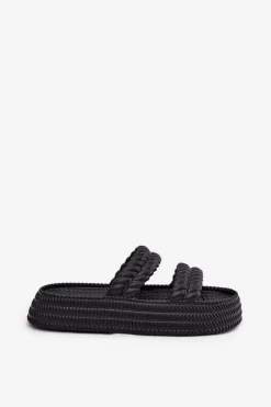 Best Damskie buty S.Barski Piankowe Lekkie Klapki Damskie Na Platformie S.Barski ZK51-001 Czarne Czarny