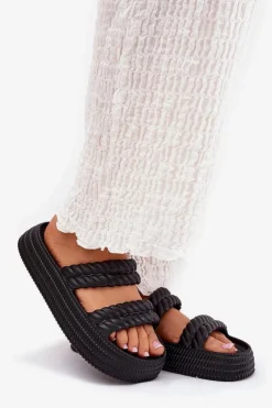 Best Damskie buty S.Barski Piankowe Lekkie Klapki Damskie Na Platformie S.Barski ZK51-001 Czarne Czarny