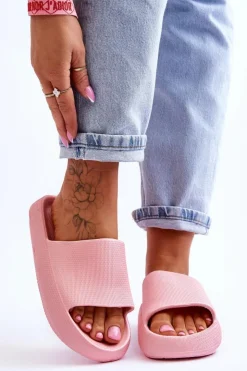 Online Boto Piankowe Modne Klapki Na Masywnej Platformie Różowe Linnea