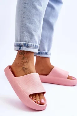 Online Boto Piankowe Modne Klapki Na Masywnej Platformie Różowe Linnea