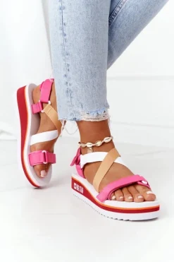 Big Star Shoes Sandały Big Star|Sandały Na Koturnie*Piankowe Sandały Na Koturnie Big Star HH274A083 Różowe