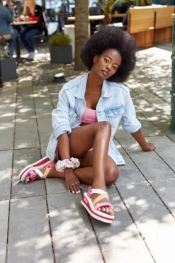 Big Star Shoes Sandały Big Star|Sandały Na Koturnie*Piankowe Sandały Na Koturnie Big Star HH274A083 Różowe