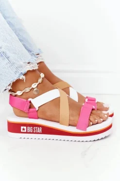 Big Star Shoes Sandały Big Star|Sandały Na Koturnie*Piankowe Sandały Na Koturnie Big Star HH274A083 Różowe