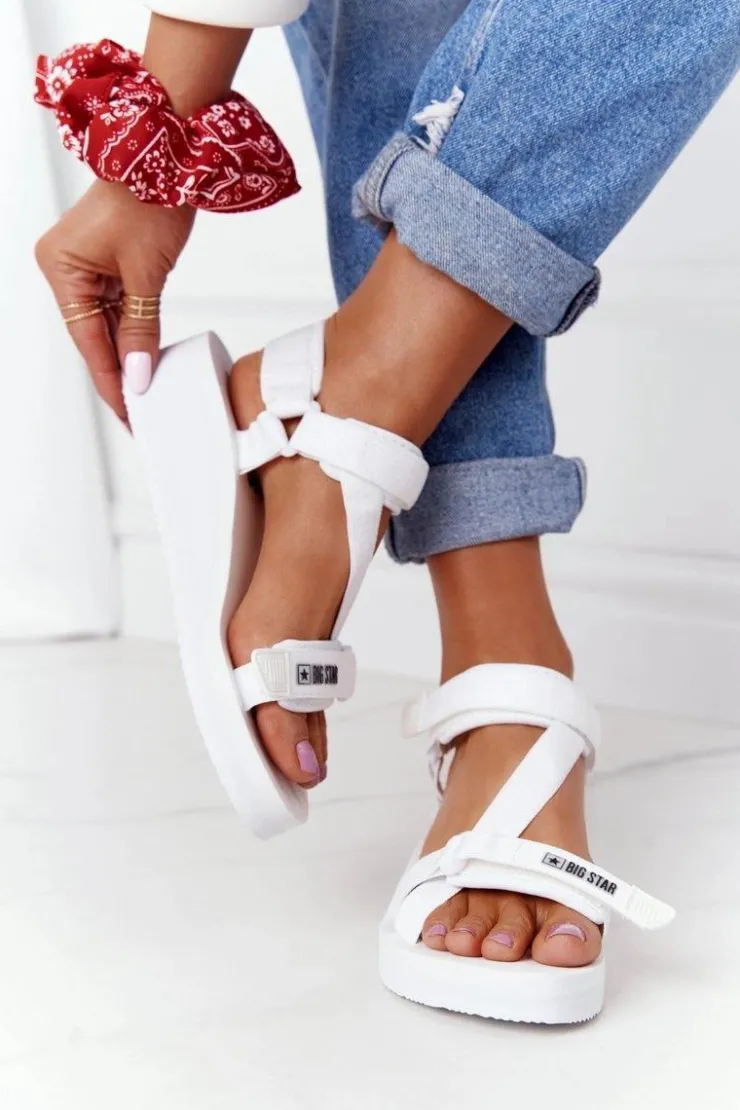 Big Star Shoes Sandały Big Star|Sandały Na Koturnie*Piankowe Sandały Na Koturnie Big Star FF274A351 Białe