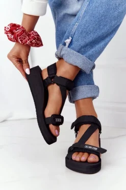 Big Star Shoes Sandały Big Star|Sandały Na Koturnie*Piankowe Sandały Na Koturnie Big Star FF274A349 Czarne Czarny