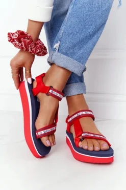 Damskie Big Star Shoes Piankowe Sandały Na Platformie Big Star HH274A102 Czerwone