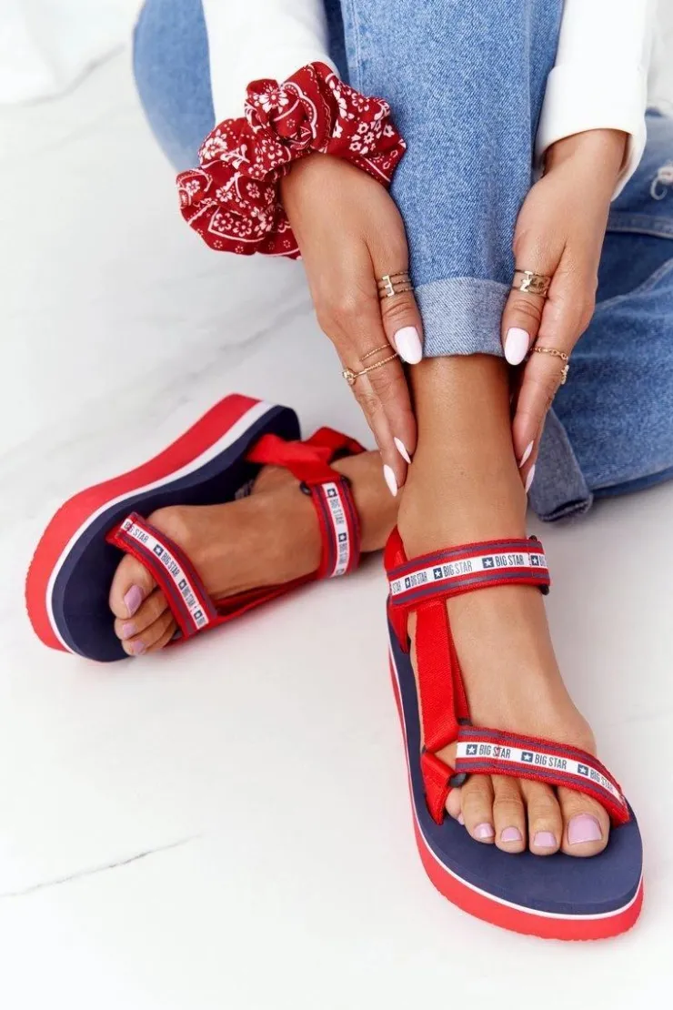 Damskie Big Star Shoes Piankowe Sandały Na Platformie Big Star HH274A102 Czerwone