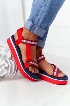 Damskie Big Star Shoes Piankowe Sandały Na Platformie Big Star HH274A102 Czerwone