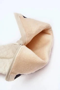 Boto Pikowane Kozaki Przed Kolano Na Płaskim Obcasie Beżowe Amalfri