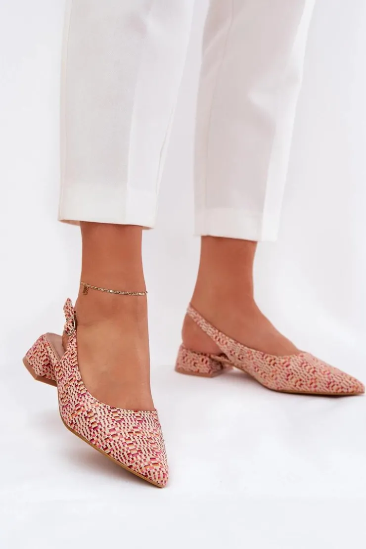 Damskie Boto Plecione Sandały Damskie Na Delikatnym Obcasie Multikolor Jorela