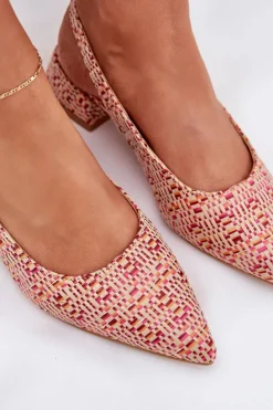 Damskie Boto Plecione Sandały Damskie Na Delikatnym Obcasie Multikolor Jorela