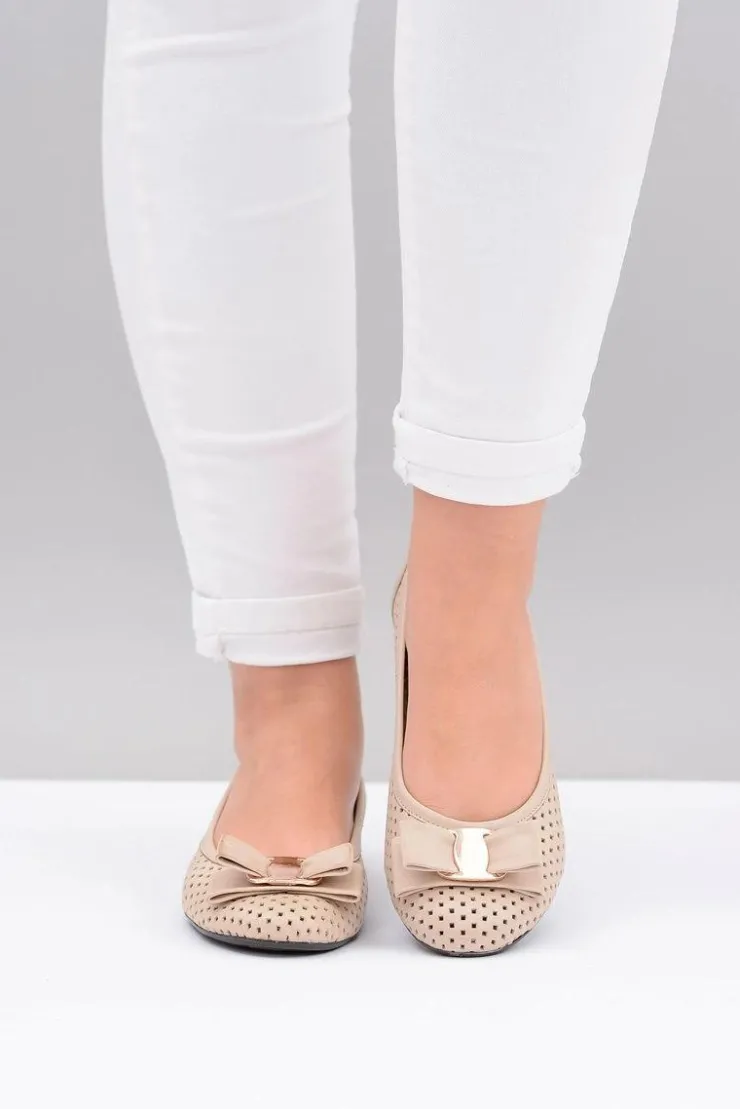 Boto Baleriny Skórzane|Baleriny Klasyczne*Polskie Skórzane Ażurowe Balerinki Kokarda Marianna