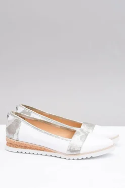 Damskie Boto Polskie Skórzane Białe Balerinki Moro Persi