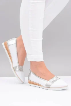 Damskie Boto Polskie Skórzane Białe Balerinki Moro Persi