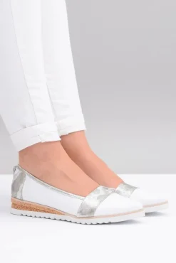 Damskie Boto Polskie Skórzane Białe Balerinki Moro Persi