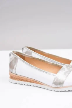 Damskie Boto Polskie Skórzane Białe Balerinki Moro Persi