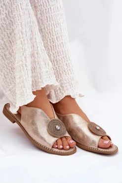 Damskie Damskie buty S.Barski Połyskujące Sandały Damskie Ozdobnym Detalem S.Barski KV51-012 Różowe Złoto