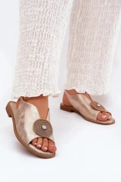 Damskie Damskie buty S.Barski Połyskujące Sandały Damskie Ozdobnym Detalem S.Barski KV51-012 Różowe Złoto