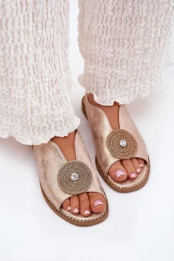 Damskie Damskie buty S.Barski Połyskujące Sandały Damskie Ozdobnym Detalem S.Barski KV51-012 Różowe Złoto