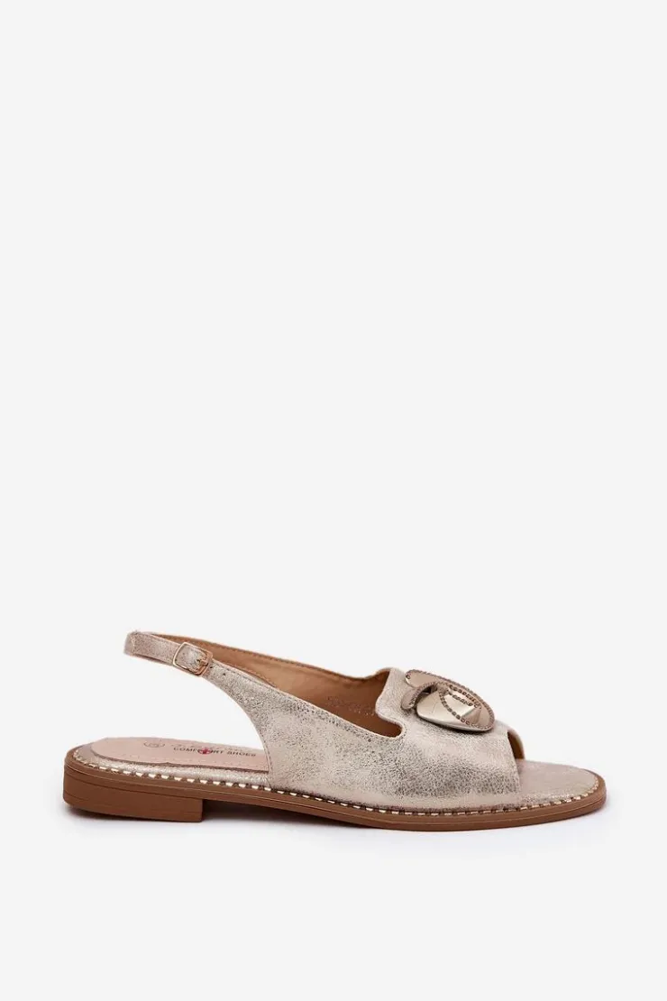 Sale Damskie buty S.Barski Połyskujące Sandały Damskie Z Ozdobą S.Barski KV51-006 Złote Złoty