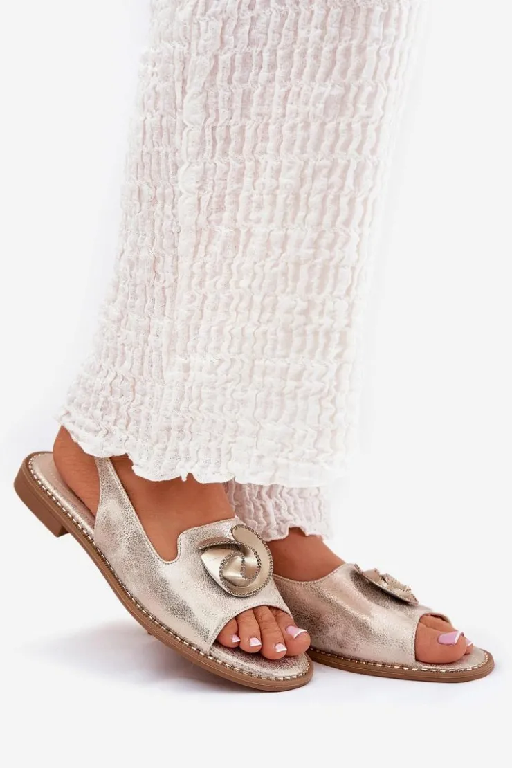 Sale Damskie buty S.Barski Połyskujące Sandały Damskie Z Ozdobą S.Barski KV51-006 Złote Złoty