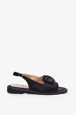 Damskie Damskie buty S.Barski Połyskujące Sandały Damskie Z Ozdobą S.Barski KV51-006 Czarne