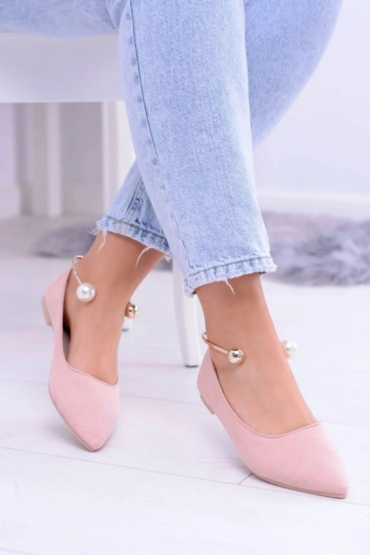 Boto Baleriny Klasyczne*Różowe Balerinki Z Bransoletką W Szpic Mami