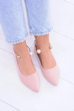 Boto Baleriny Klasyczne*Różowe Balerinki Z Bransoletką W Szpic Mami