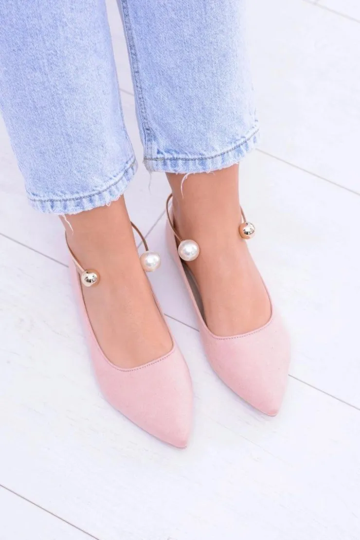 Boto Baleriny Klasyczne*Różowe Balerinki Z Bransoletką W Szpic Mami