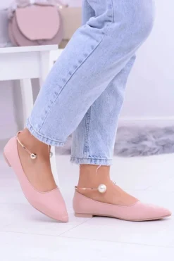 Boto Baleriny Klasyczne*Różowe Balerinki Z Bransoletką W Szpic Mami