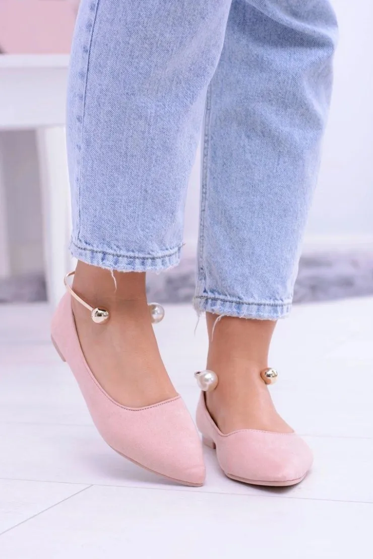 Boto Baleriny Klasyczne*Różowe Balerinki Z Bransoletką W Szpic Mami