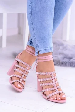 Sale Boto Różowe Damskie Sandały na Słupku Ysmira