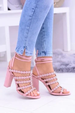 Sale Boto Różowe Damskie Sandały na Słupku Ysmira