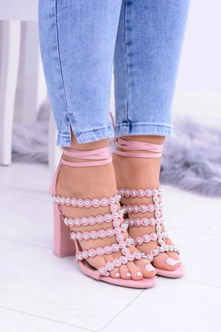 Sale Boto Różowe Damskie Sandały na Słupku Ysmira