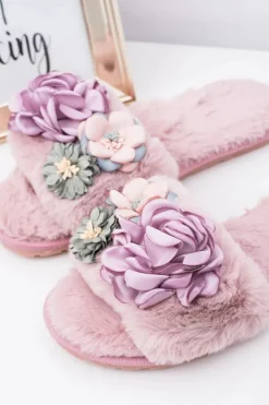 Damskie Boto Różowe Klapki Damskie Z Kwiatkami Lu Boo Bouquet