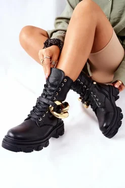 Damskie Damskie buty S.Barski S. Barski Damskie Botki Trapery Czarne Jensen