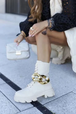 Best Damskie buty S.Barski S. Barski Damskie Botki Trapery Beżowe Jensen